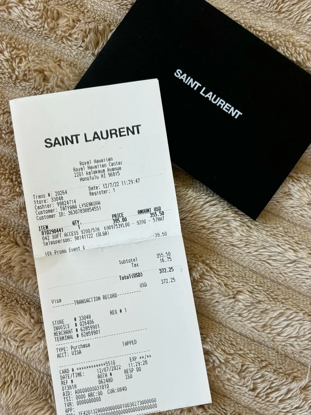 Saint Laurent Cream Cotton Cap with Black Tag